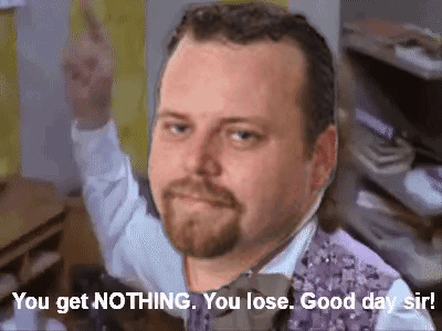 A Man With A Beard Is Wearing A Purple Vest And Bow Tie And Says You Get Nothing You Lose Good Day Sir GIF