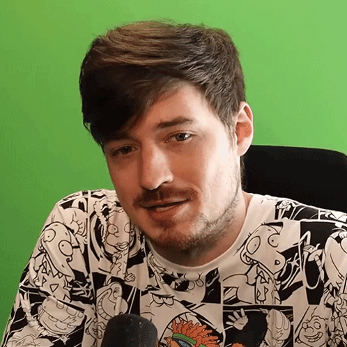 Bearded Man Wearing Cartoon Character Shirt GIF