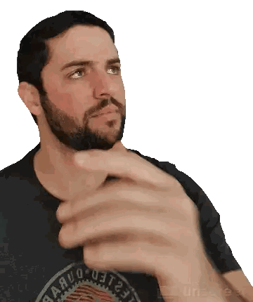 A Man With A Beard Is Wearing A Shirt That Says ' Aaron ' On The Front Sticker