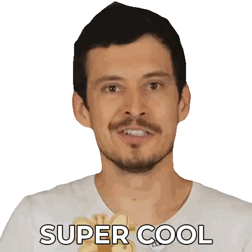 A Man With A Beard Is Wearing A White Shirt That Says Super Cool On It Sticker