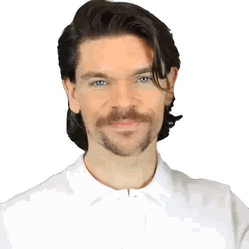A Man With A Beard Is Wearing A White Shirt Sticker