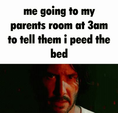 A Man With A Beard Looks At The Camera With A Caption That Says Me Going To My Parents Room GIF