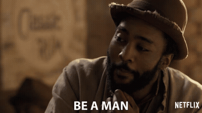 A Man With A Beard Says Be A Man In A Netflix Ad GIF