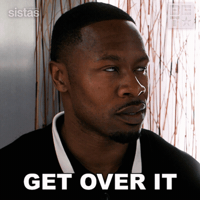 A Man With A Beard Says Get Over It In White Letters GIF