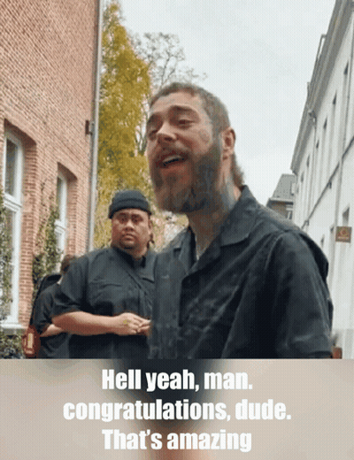 A Man With A Beard Says Hell Yeah Man Congratulations Dude That Is Amazing GIF
