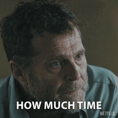 A Man With A Beard Says How Much Time In White Letters GIF