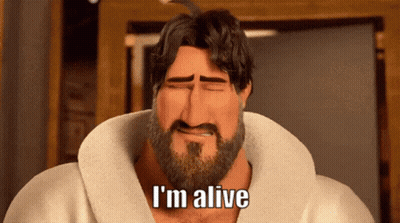A Man With A Beard Says I 'M Alive With His Eyes Closed GIF