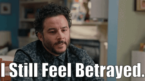 Man With Beard Saying I Still Feel Betrayed GIF