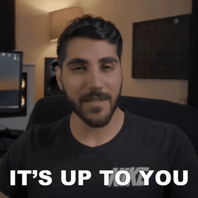 A Man With A Beard Says " It 'S Up To You " While Wearing A Black Shirt GIF