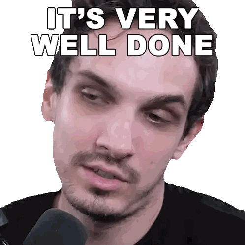 A Man With A Beard Says It 'S Very Well Done In Front Of A Microphone Sticker
