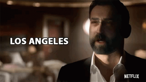 A Man With A Beard Says Los Angeles On A Netflix Ad GIF