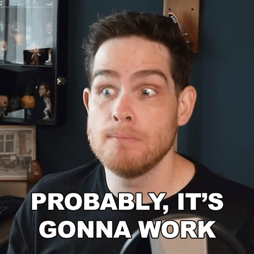 A Man With A Beard Says " Probably It 'S Gonna Work " In Front Of Him GIF