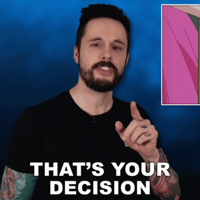 A Man With A Beard Says That 'S Your Decision In Front Of A Picture GIF