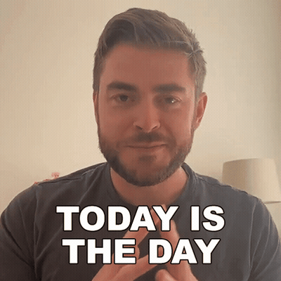 A Man With A Beard Says Today Is The Day With His Hands GIF