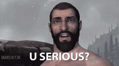 A Man With A Beard Says " U Serious " In Front Of A Mountain GIF