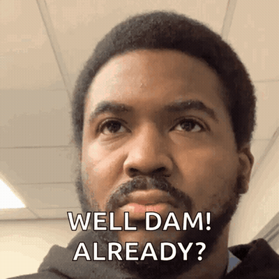 A Man With A Beard Says Well Dam Already In Front Of His Face GIF
