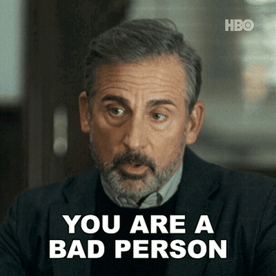 A Man With A Beard Says " You Are A Bad Person " While Wearing A Suit GIF