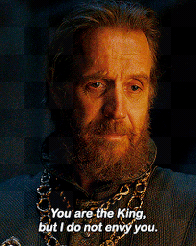 A Man With A Beard Says " You Are The King But I Do Not Envy You . " GIF