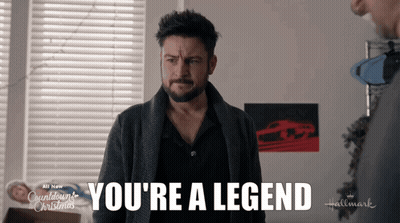 A Man With A Beard Says " You 'Re A Legend " In A Hallmark Ad GIF