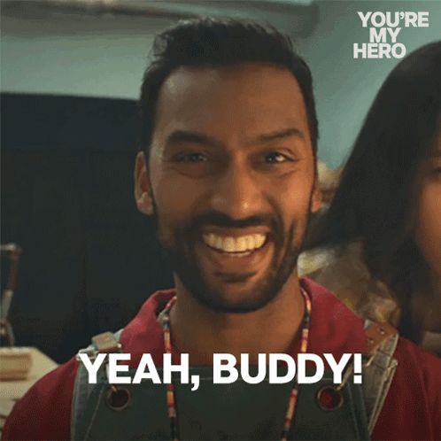 A Man With A Beard Smiles And Says Yeah Buddy GIF