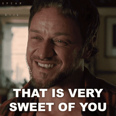 A Man With A Beard Smiles With The Words That Is Very Sweet Of You Below Him GIF