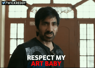 A Man With A Beard Stands In Front Of A Window And Says " Respect My Art Baby " GIF