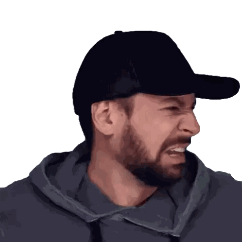 A Man With A Beard Wearing A Black Hat And A Grey Hoodie Sticker