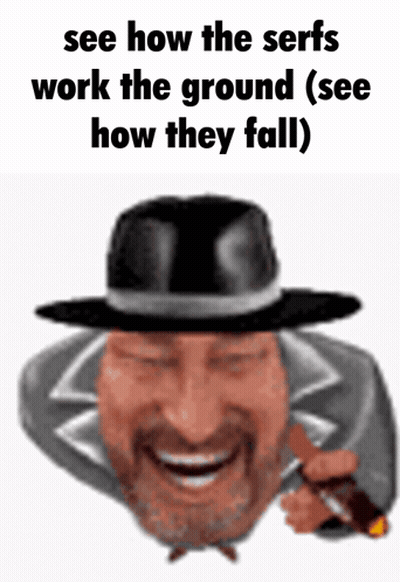 A Man With A Beard Wearing A Black Hat Is Smiling And Holding A Gun GIF