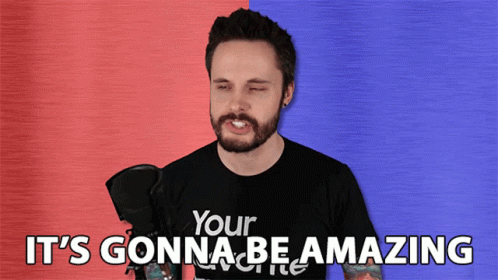 A Man With A Beard Wearing A Black Shirt That Says Your Favorite On It GIF