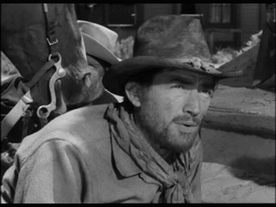 A Man With A Beard Wearing A Cowboy Hat And Scarf . GIF