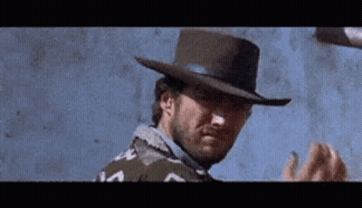 A Man With A Beard Wearing A Cowboy Hat Is Standing In Front Of A Wall . GIF