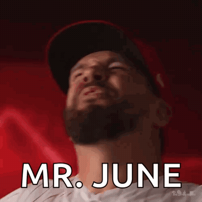 A Man With A Beard Wearing A Hat Says Mr June GIF