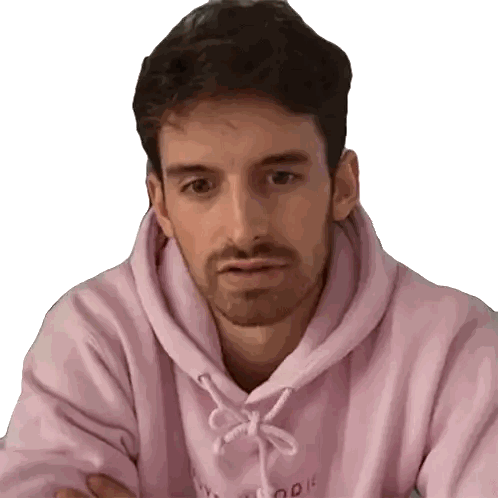 A Man With A Beard Wearing A Pink Hoodie That Says ' I Love You ' On It Sticker