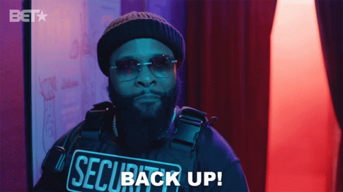 Bearded Man In Security Vest Saying Back Up GIF