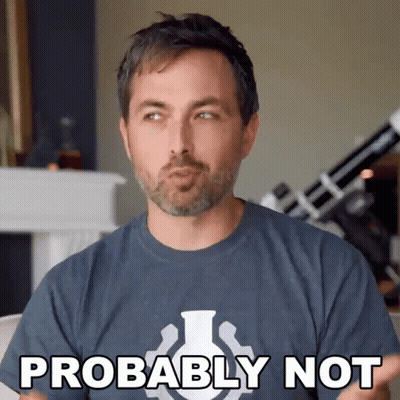 A Man With A Beard Wearing A Shirt That Says Probably Not GIF