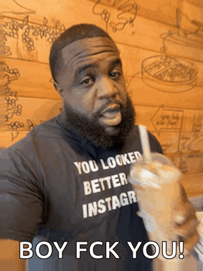 A Man With A Beard Wearing A Shirt That Says " You Looked Better Instagr " GIF