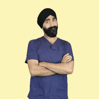 A Man With A Beard Wearing A Turban And A Blue Shirt GIF