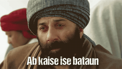 A Man With A Beard Wearing A Turban And The Words Ab Kaise Ise Bataun GIF