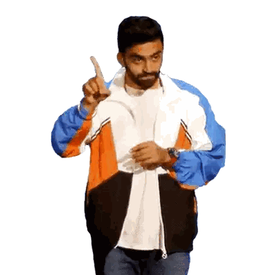 A Man With A Beard Wearing A White Shirt And A Blue Jacket Sticker