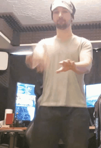 Bearded Man In White Shirt And O Hat GIF