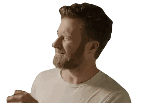 A Man With A Beard Wearing A White Shirt Sticker
