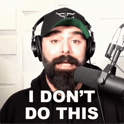 A Man With A Beard Wearing Headphones And A Hat Says " I Don 'T Do This " GIF