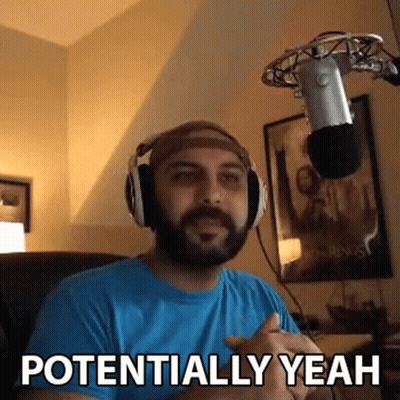 A Man With A Beard Wearing Headphones And A Microphone Says Potentially Yeah GIF