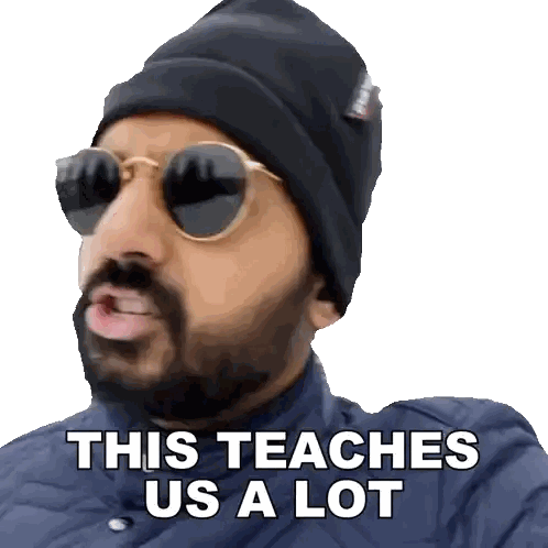 A Man With A Beard Wearing Sunglasses And A Hat Says This Teaches Us A Lot Sticker