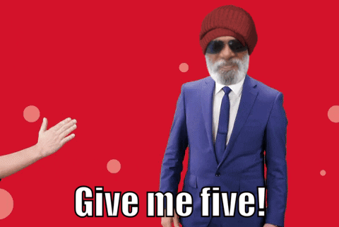 A Man With A Beard Wearing Sunglasses And A Red Hat Says Give Me Five GIF