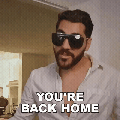 A Man With A Beard Wearing Sunglasses Says You 'Re Back Home GIF