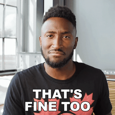 A Man With A Beard Wears A Black Shirt That Says That 'S Fine Too GIF