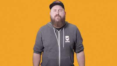 A Man With A Beard Wears A Hoodie That Says Beard On It GIF