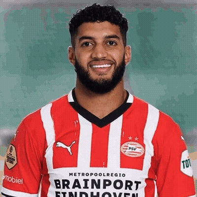 A Man With A Beard Wears A Red And White Striped Shirt That Says Brainport Findhoven GIF