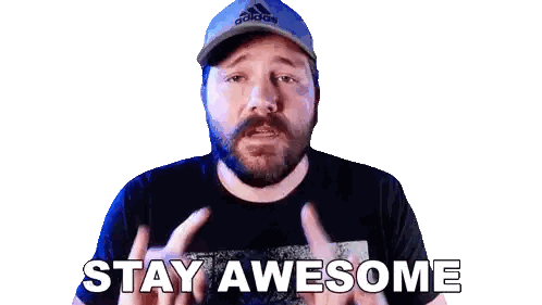 A Man With A Beard Wears An Adidas Hat And Says Stay Awesome GIF